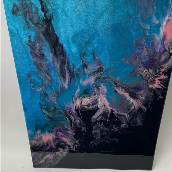 Metallic Black Blue Abstract Wall Art Home Decor